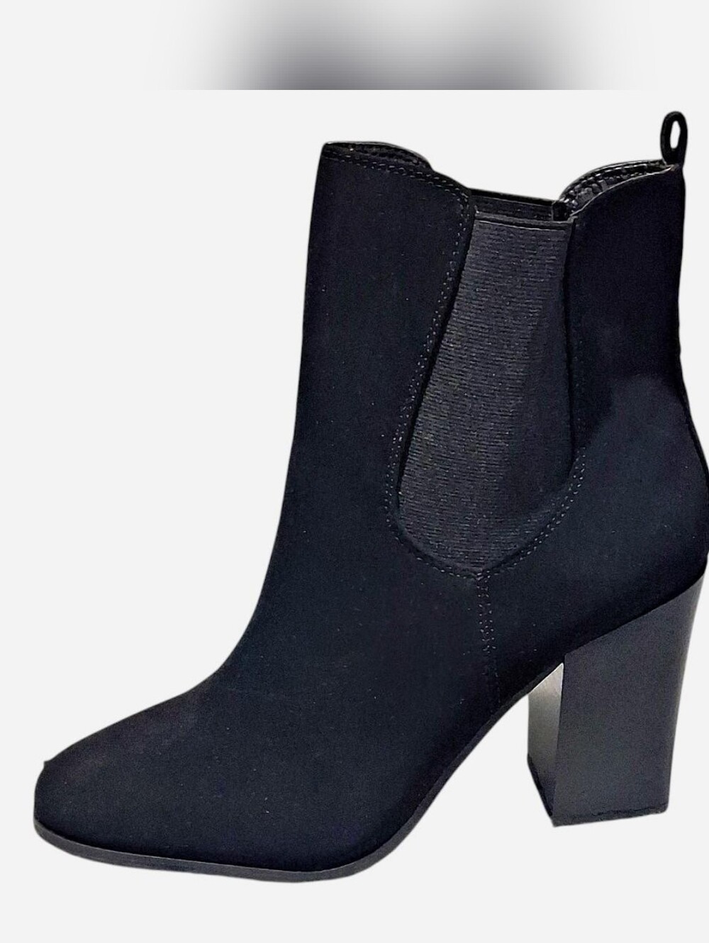 BAMBOO Black Stretch Sock Ankle Boots